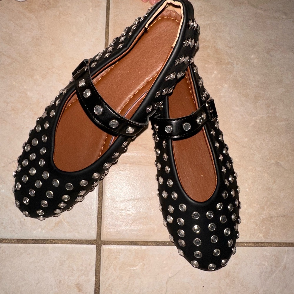 Studded Black Flats